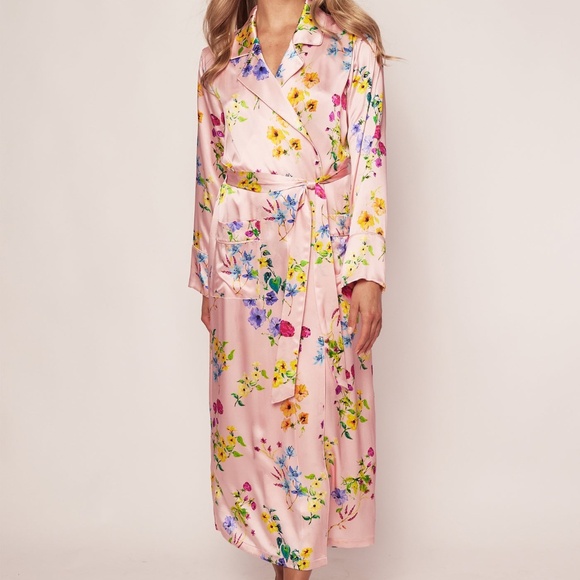 Petite Plume Mulberry Silk Long Robe M - Picture 2 of 4